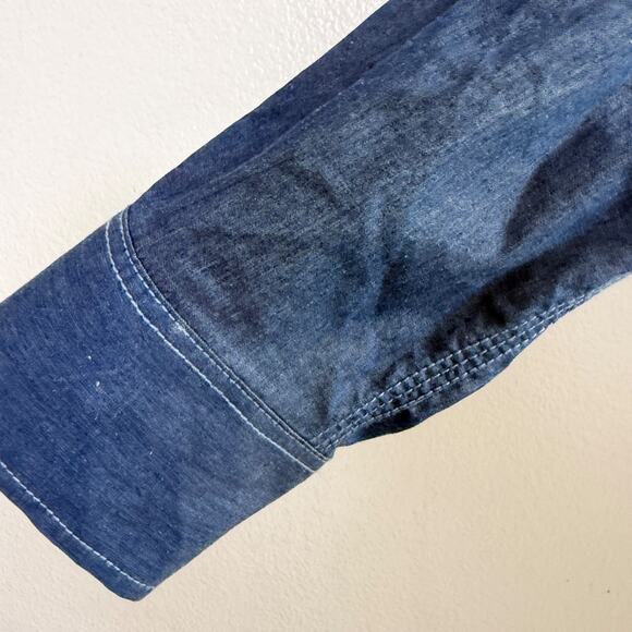 Robert Graham Shirt Mens XLT Chambray Long Sleeve Button Up Aztec Denim Cotton - Picture 5 of 13